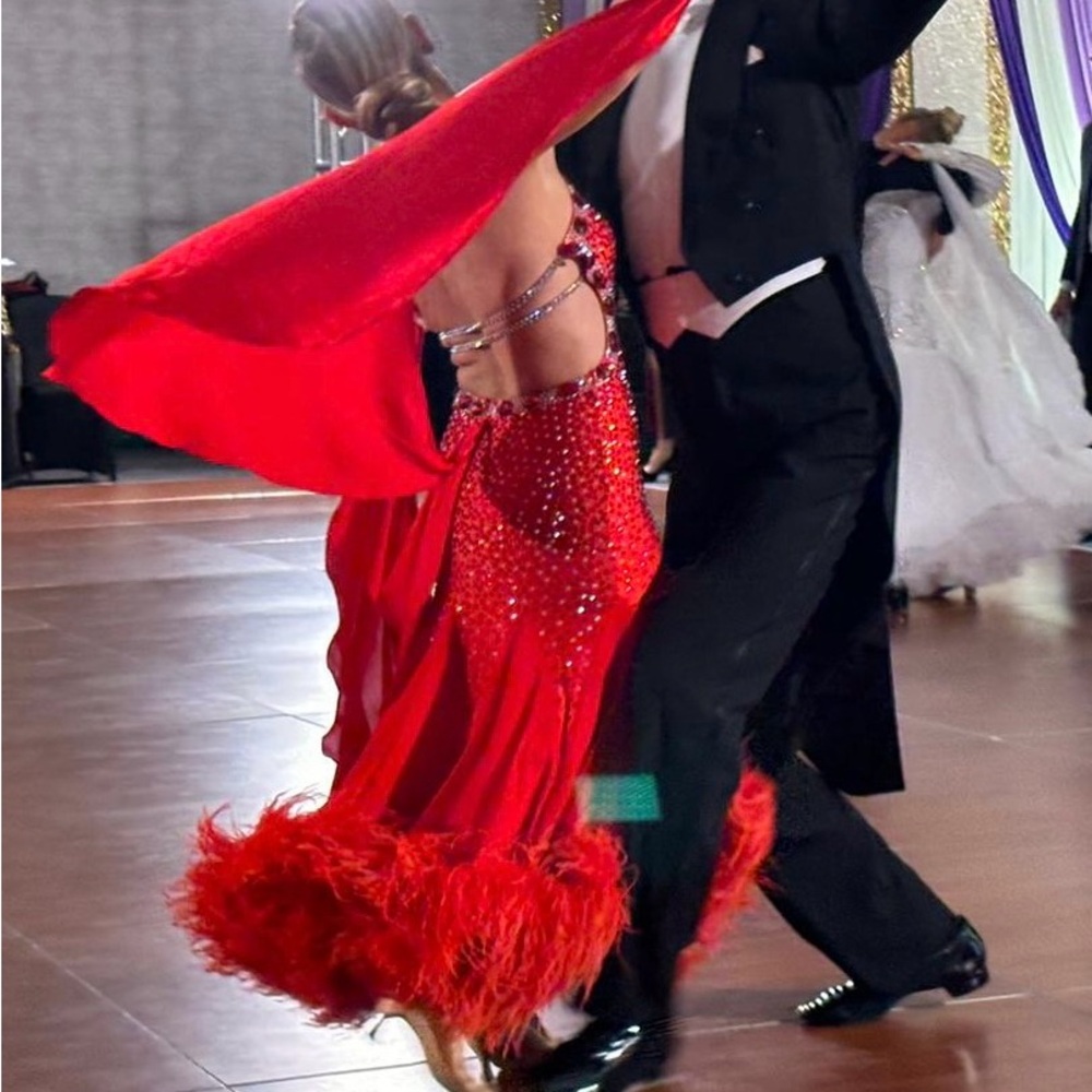 Elegant Red Ballroom Dance Dress
